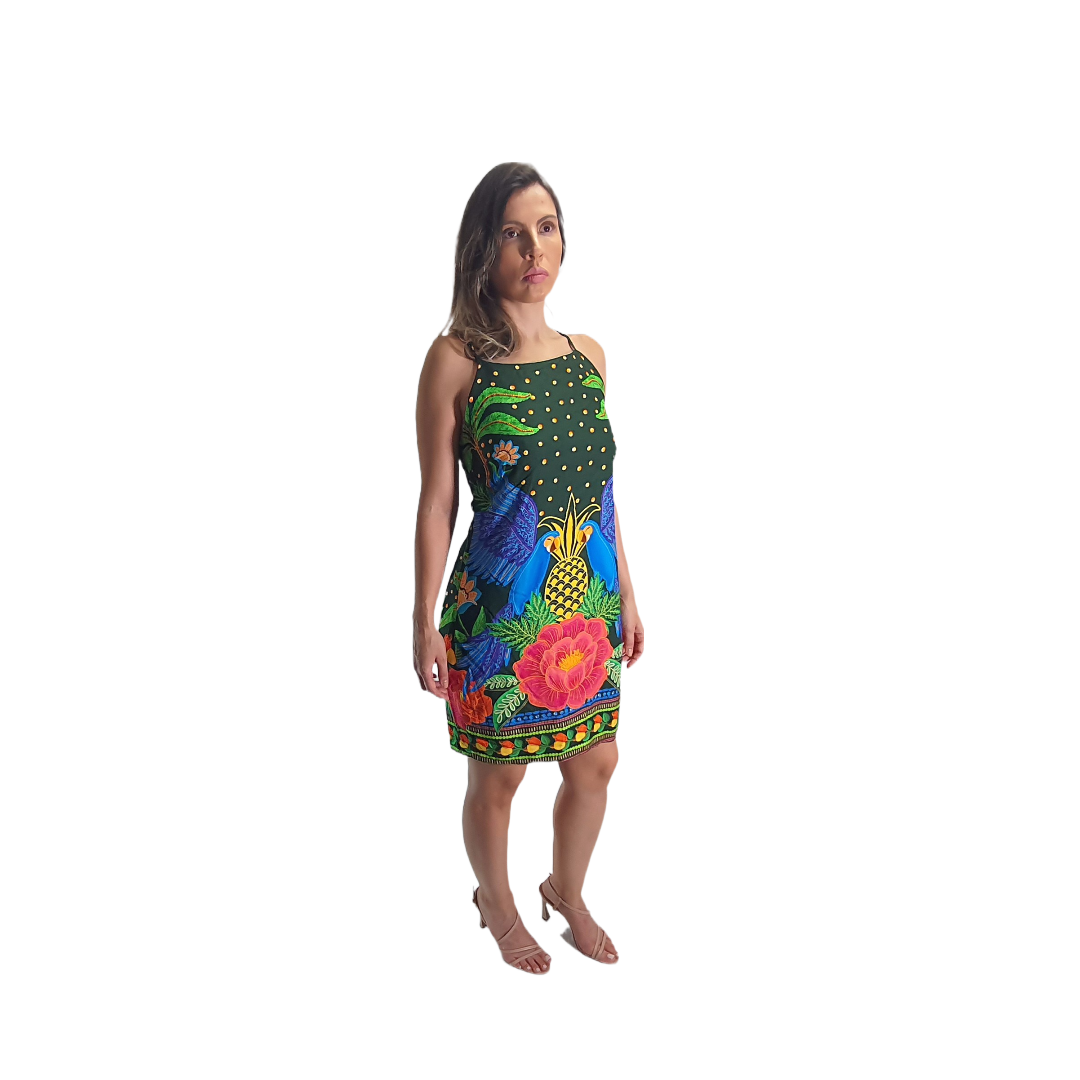 Vestido Floral curto Botânica - Verde