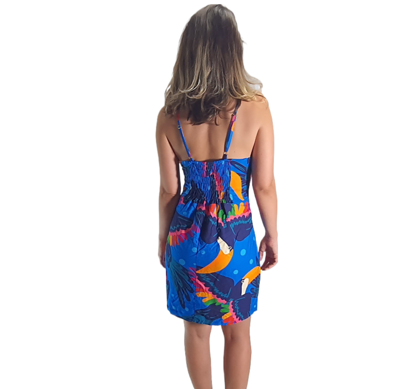 Vestido Floral curto Botânica- Azul